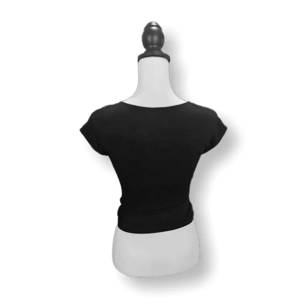 Versace (Authentic) Black Silky Ruched Vintage Y2K Top, Size IT 42/US 4-6, EUC - Picture 7 of 7